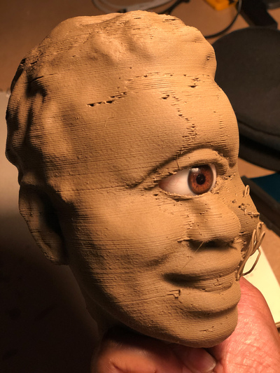 prototype, bronzePLA, acrylic eye, 2018