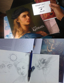 Hasan and Gemma Garcia teamed up to send me a gift of the Late Raphael catalog from Madrid. | I draw from the examples of the master.